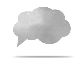 Speech bubble on metal background with clipping path.
