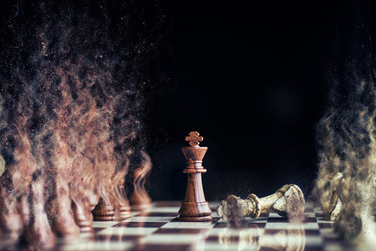 horse war at chess with sand storm
