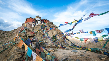 Buddhist monastery, Namgyal Tsemo Gompa, Leh Ladakh , India - obrazy, fototapety, plakaty