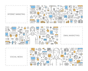 Line concept for social media, email and internet marketing