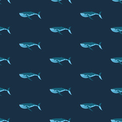 Vector seamless whale pattern. Ocean or sea background