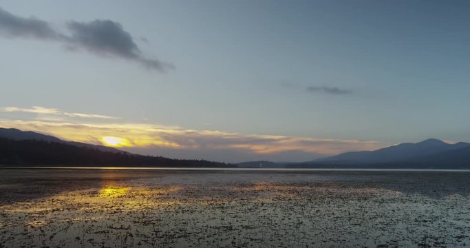 Time lapse of Big Bear Lake during sunrise.