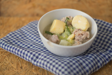 Boiled cabbage with egg tofu