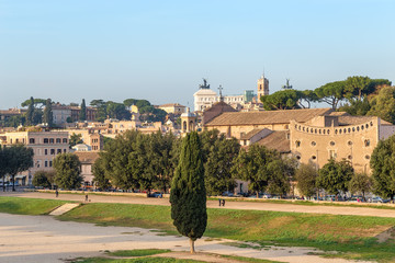Rome, Italy. View of the Great Circus and the buildings of the Capitoline Hill in the background