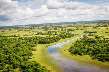 Fototapeta na wymiar Aerial view of the Okavango delta.