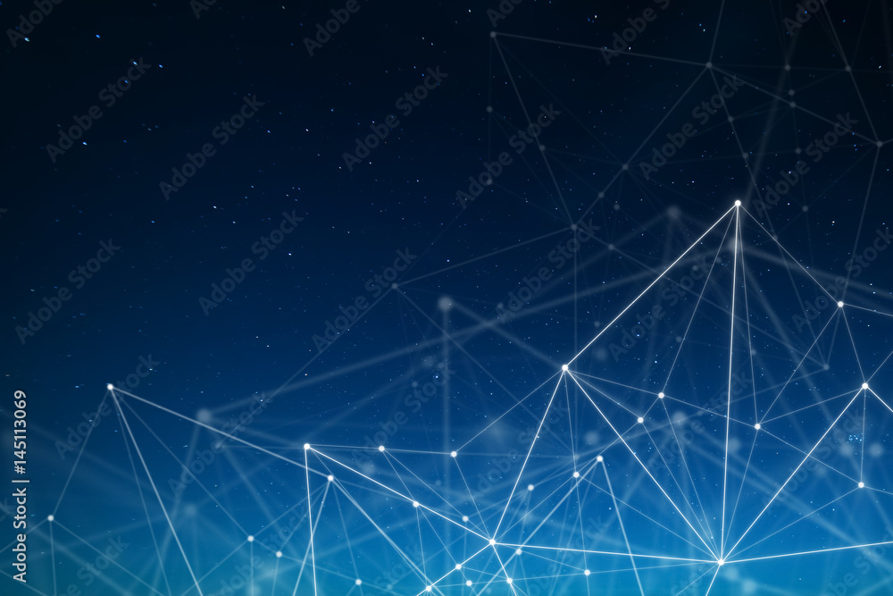 Poster abstract connected dots wireless communication network on space background , abstract image visual, 