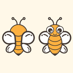 cartoon bee vector set