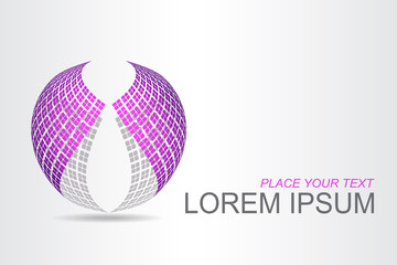 Logo stylized spherical surface with abstract shapes