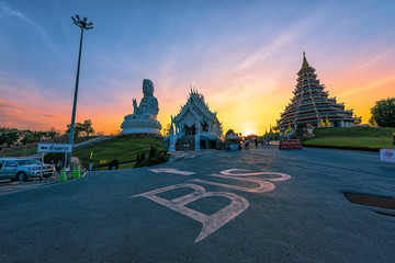 Wat Huai Pla Kung (Temple) in Chiang Rai,Thailand.APR 20,2017 Wat Huai Pla Kung temple the pagoda...