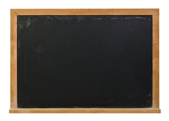 Fototapeta premium Empty black chalkboard with a wooden frame isolated on white with copy space