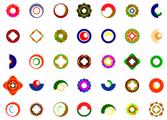 A set of logos, icons and graphical elements suitable as logos or for next creating