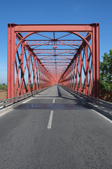 Chamusca Bridge (official name: João Joaquim Isidro dos Reis bridge) built by Fives-Lille in 1905, crossing the Tejo River in Golega, Portugal