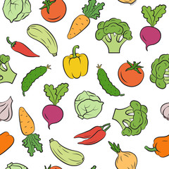 Seamless pattern of vegetables.