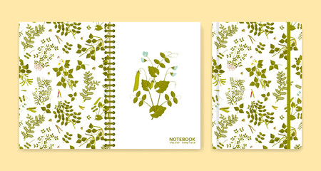 Cover design for notebooks or scrapbooks with legume plants