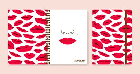 Cover design for notebooks or scrapbooks with lips