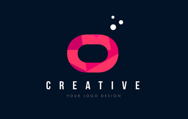 O Letter Logo with Purple Low Poly Pink Triangles Concept