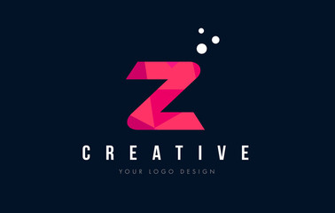 Z Letter Logo with Purple Low Poly Pink Triangles Concept