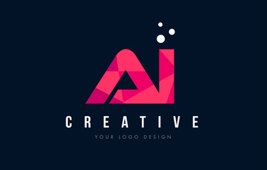 Fototapeta premium AI A I Letter Logo with Purple Low Poly Pink Triangles Concept