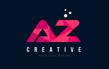 AZ A Z Letter Logo with Purple Low Poly Pink Triangles Concept