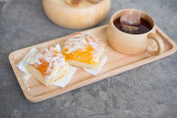 Fresh homemade bread served with hot tea