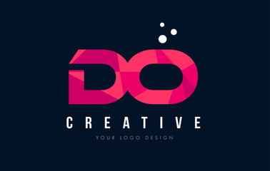 DO D O Letter Logo with Purple Low Poly Pink Triangles Concept
