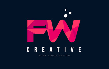 Fototapeta na wymiar FW F W Letter Logo with Purple Low Poly Pink Triangles Concept