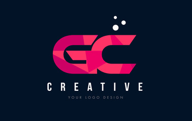 GC G C Letter Logo with Purple Low Poly Pink Triangles Concept
