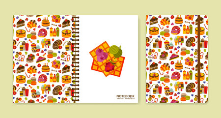 Cover design for notebooks or scrapbooks with sweets