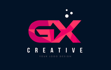 Fototapeta premium GX G X Letter Logo with Purple Low Poly Pink Triangles Concept