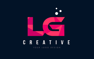 LG L G Letter Logo with Purple Low Poly Pink Triangles Concept