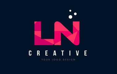LN L N Letter Logo with Purple Low Poly Pink Triangles Concept