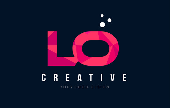 LO L O Letter Logo with Purple Low Poly Pink Triangles Concept