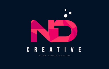 ND N D Letter Logo with Purple Low Poly Pink Triangles Concept