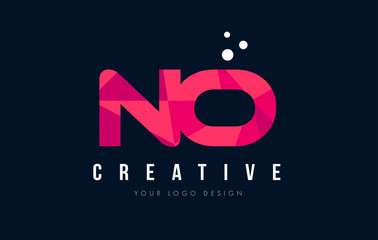 NO N O Letter Logo with Purple Low Poly Pink Triangles Concept