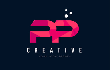 PP P Letter Logo with Purple Low Poly Pink Triangles Concept