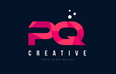 PQ P Q Letter Logo with Purple Low Poly Pink Triangles Concept