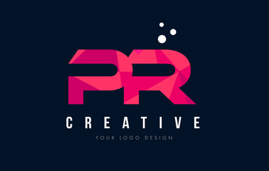 Fototapeta na wymiar PR P R Letter Logo with Purple Low Poly Pink Triangles Concept