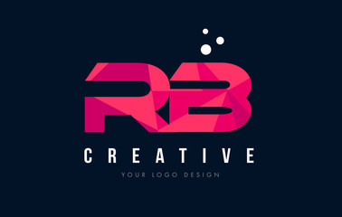 RB R B Letter Logo with Purple Low Poly Pink Triangles Concept