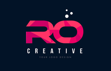 RO R O Letter Logo with Purple Low Poly Pink Triangles Concept