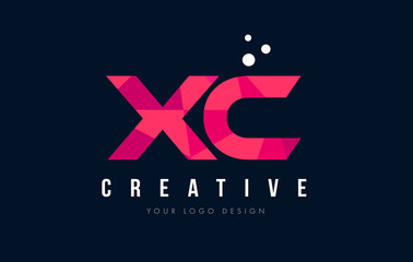 XC X C Letter Logo with Purple Low Poly Pink Triangles Concept