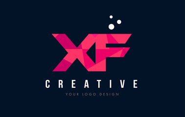 XF X F Letter Logo with Purple Low Poly Pink Triangles Concept