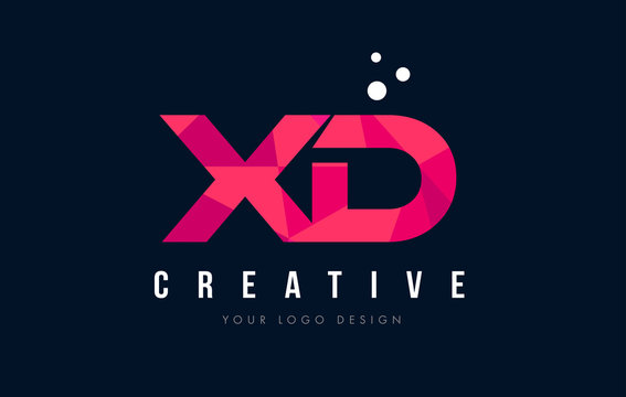 XD X D Letter Logo with Purple Low Poly Pink Triangles Concept