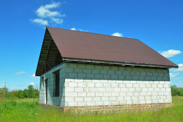 Roofing Construction and Building New House Construction Exterior. Attic construction. Roof repair.