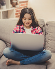 Little girl with laptop