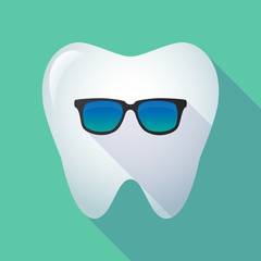 Long shadow tooth with  a sunglasses icon