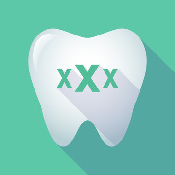 Long shadow tooth with  a XXX letter icon