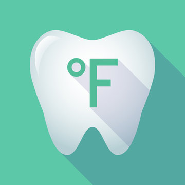Long shadow tooth with  a farenheith degrees sign