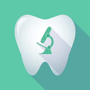 Long shadow tooth with  a microscope icon
