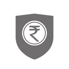 Isolated shield with  a rupee coin icon