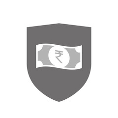Isolated shield with  a rupee bank note icon